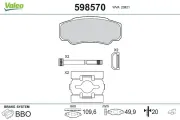 Bremsbelagsatz, Scheibenbremse Hinterachse VALEO 598570