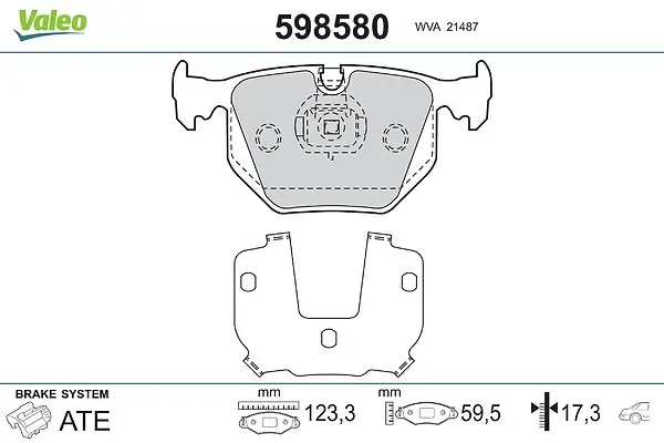 Bremsbelagsatz, Scheibenbremse Hinterachse VALEO 598580