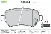 Bremsbelagsatz, Scheibenbremse Hinterachse VALEO 598584