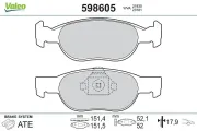 Bremsbelagsatz, Scheibenbremse Vorderachse VALEO 598605