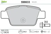 Bremsbelagsatz, Scheibenbremse Hinterachse VALEO 598633