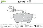 Bremsbelagsatz, Scheibenbremse Vorderachse VALEO 598676