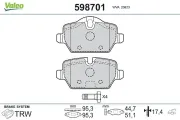 Bremsbelagsatz, Scheibenbremse Hinterachse VALEO 598701
