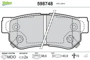 Bremsbelagsatz, Scheibenbremse Hinterachse VALEO 598748