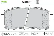 Bremsbelagsatz, Scheibenbremse Hinterachse VALEO 598867