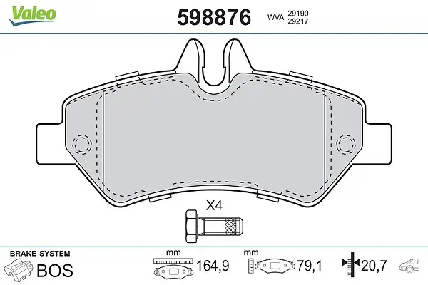 Bremsbelagsatz, Scheibenbremse Hinterachse VALEO 598876