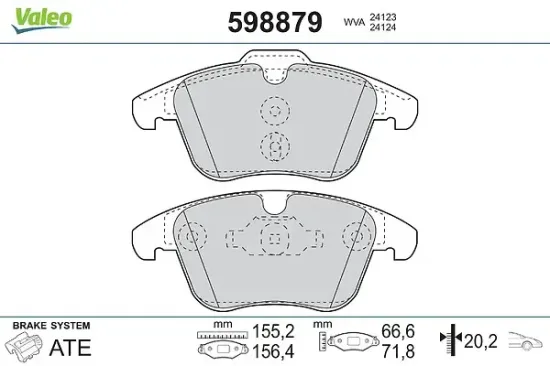 Bremsbelagsatz, Scheibenbremse Vorderachse VALEO 598879 Bild Bremsbelagsatz, Scheibenbremse Vorderachse VALEO 598879