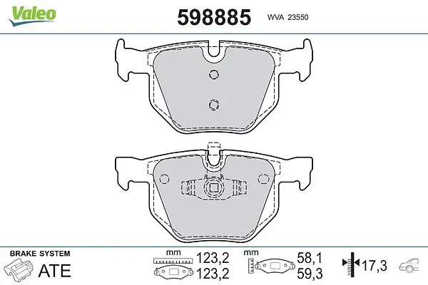 Bremsbelagsatz, Scheibenbremse Hinterachse VALEO 598885