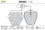 Bremsbelagsatz, Scheibenbremse Vorderachse VALEO 598992