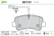 Bremsbelagsatz, Scheibenbremse Hinterachse VALEO 601151