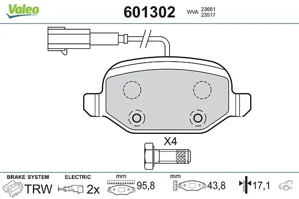 Bremsbelagsatz, Scheibenbremse Hinterachse VALEO 601302