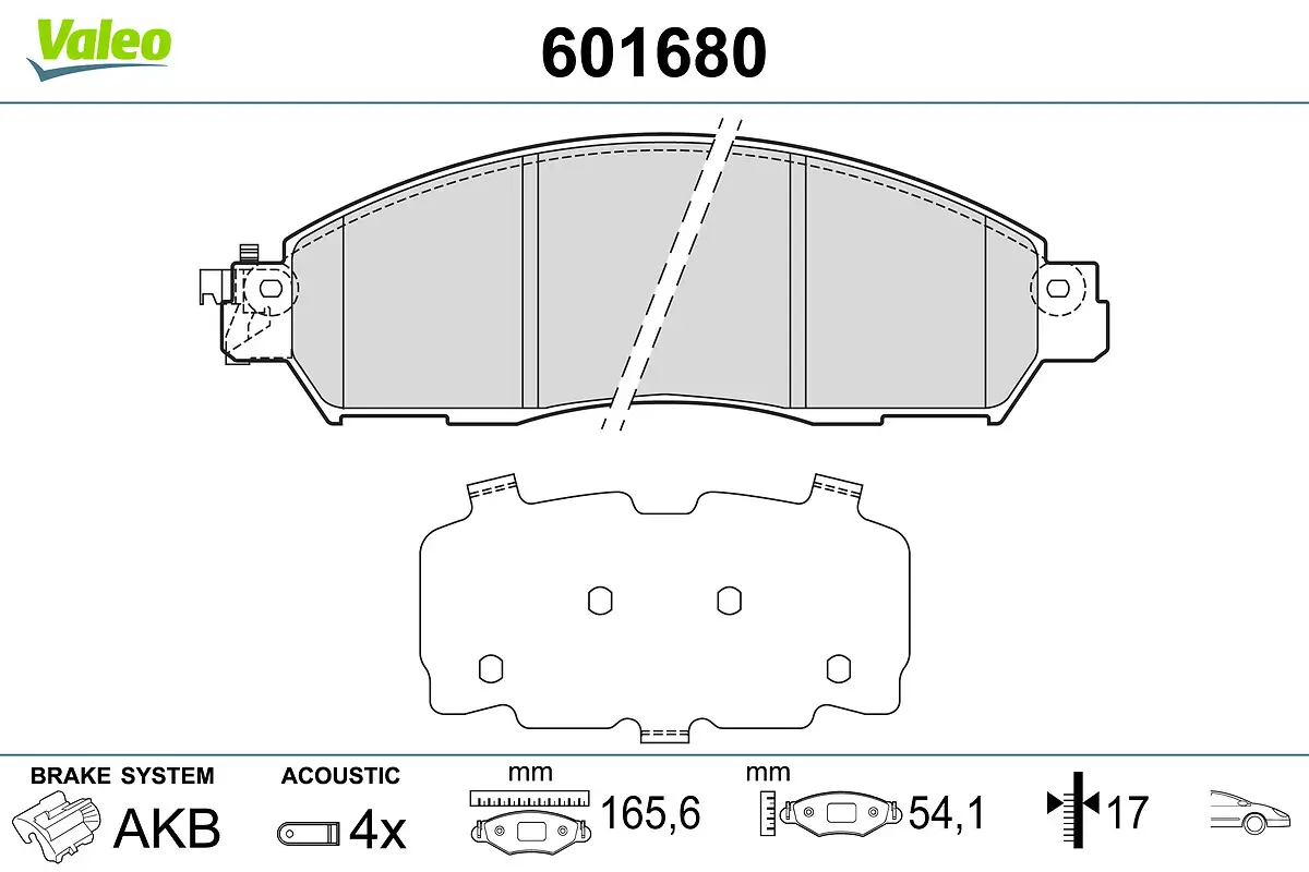 Bremsbelagsatz, Scheibenbremse Vorderachse VALEO 601680