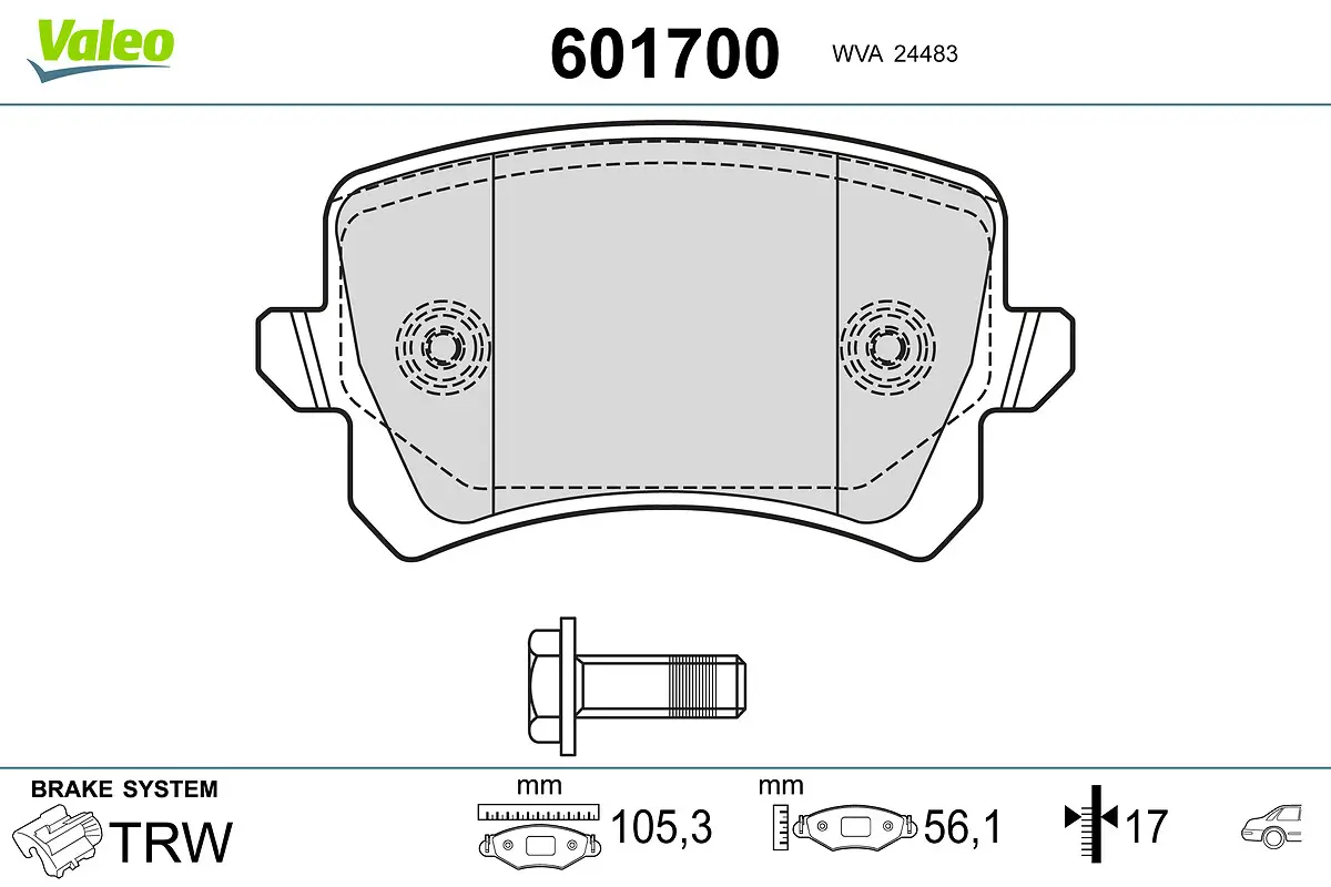 Bremsbelagsatz, Scheibenbremse Hinterachse VALEO 601700