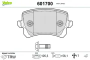Bremsbelagsatz, Scheibenbremse Hinterachse VALEO 601700