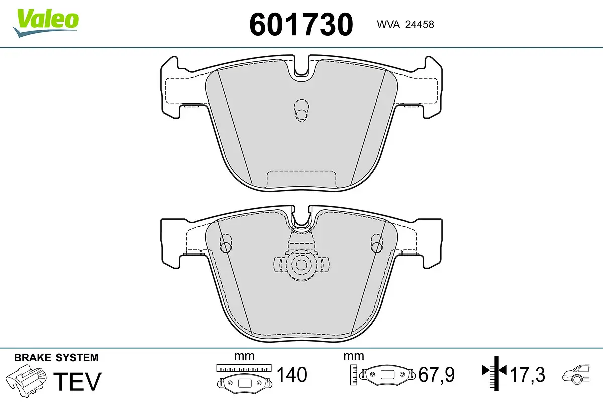 Bremsbelagsatz, Scheibenbremse Hinterachse VALEO 601730