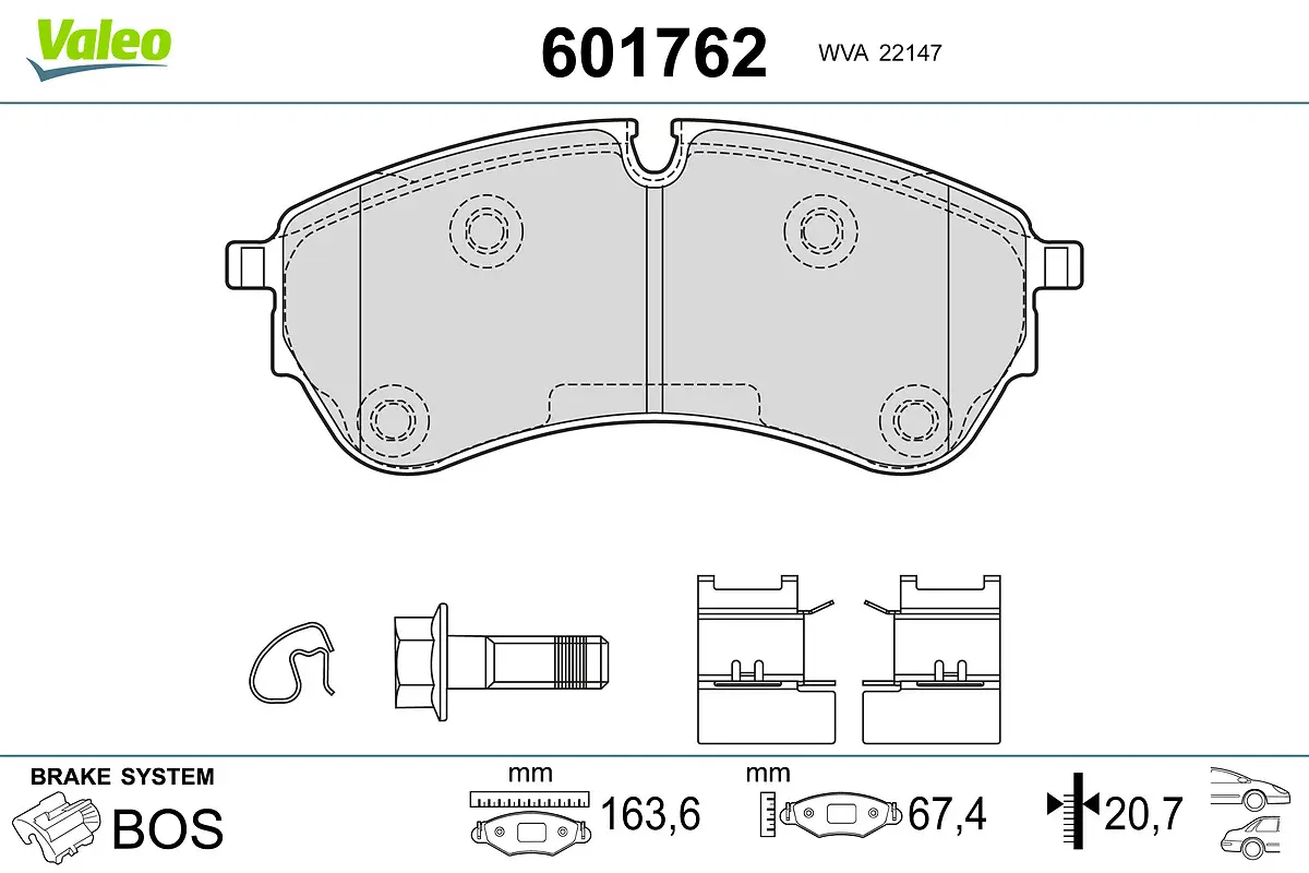 Bremsbelagsatz, Scheibenbremse VALEO 601762