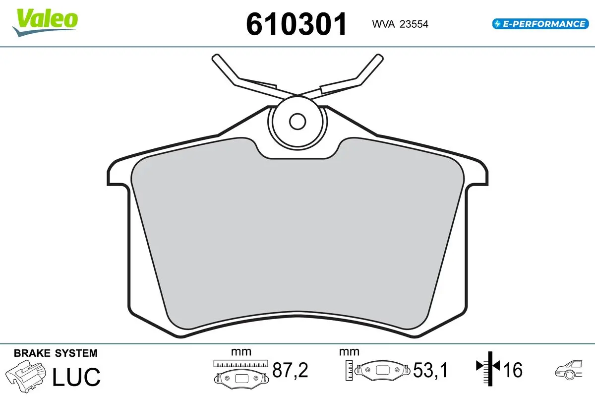 Bremsbelagsatz, Scheibenbremse Hinterachse VALEO 610301