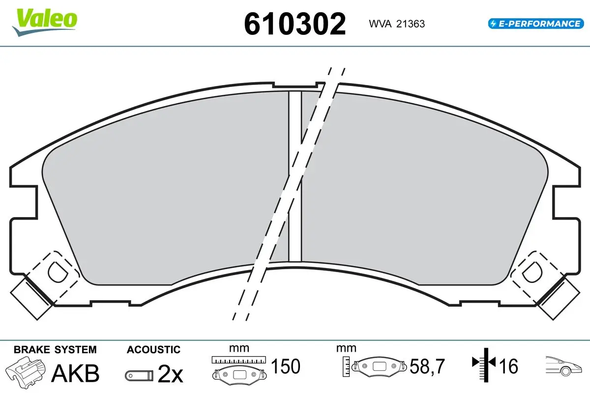 Bremsbelagsatz, Scheibenbremse Vorderachse VALEO 610302