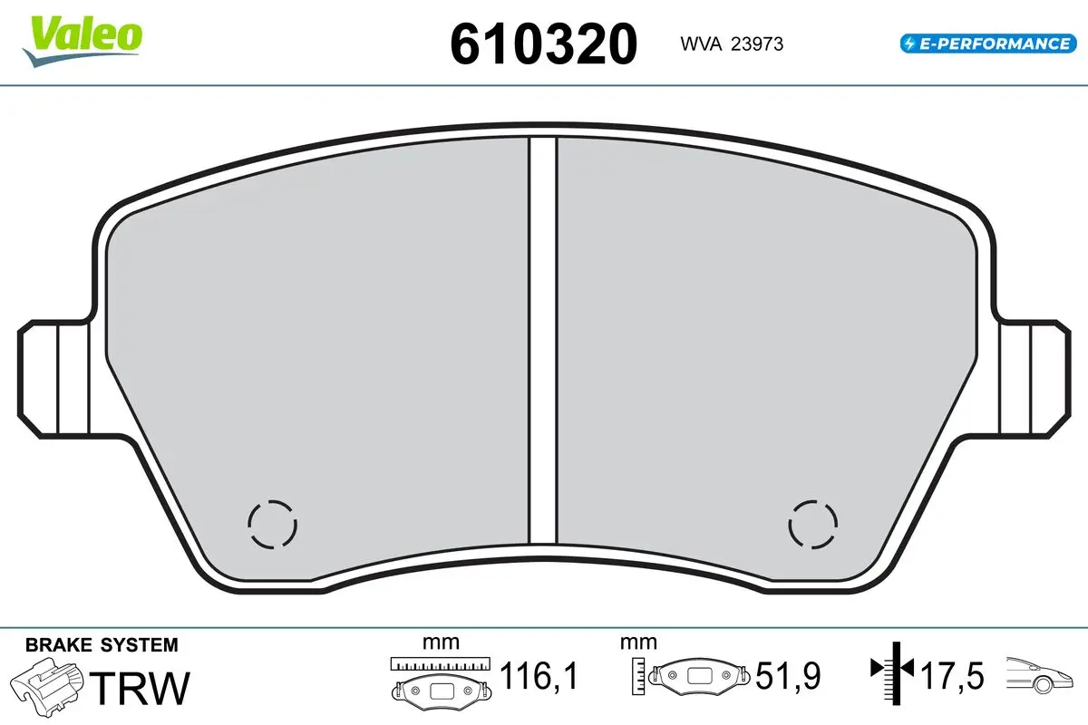 Bremsbelagsatz, Scheibenbremse Vorderachse VALEO 610320
