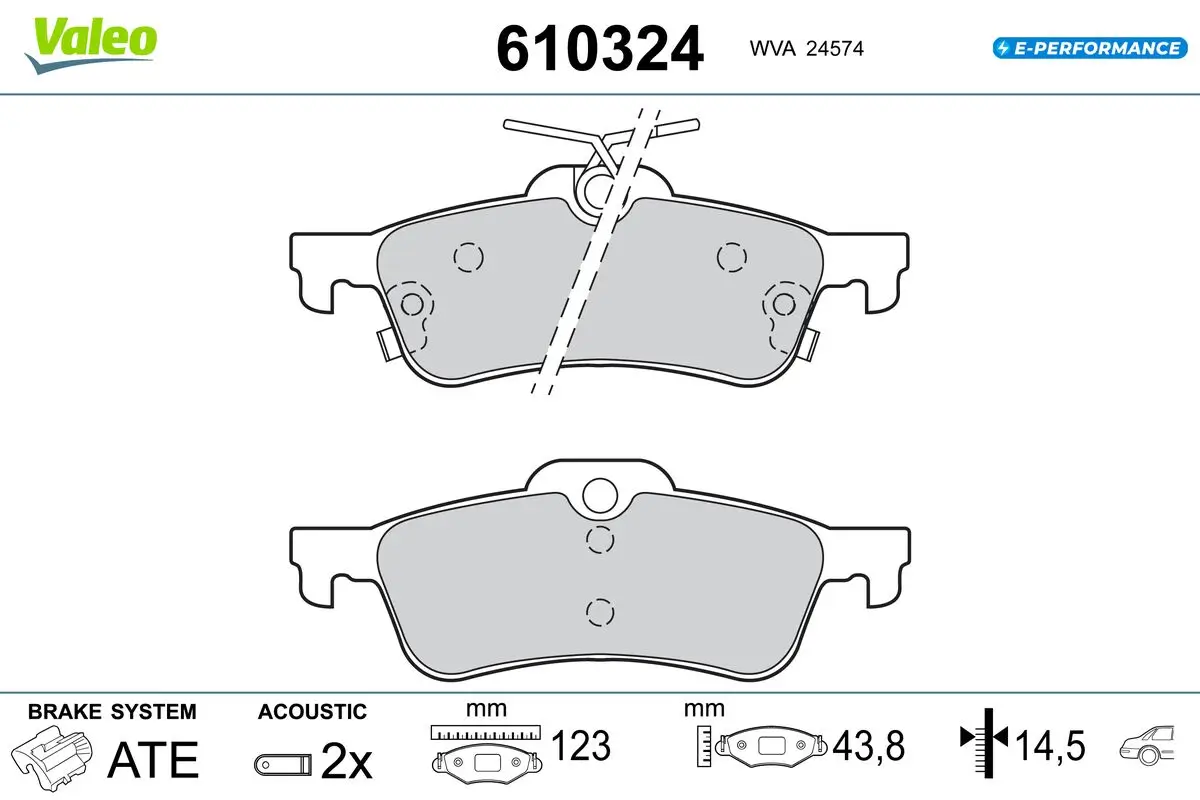 Bremsbelagsatz, Scheibenbremse Hinterachse VALEO 610324