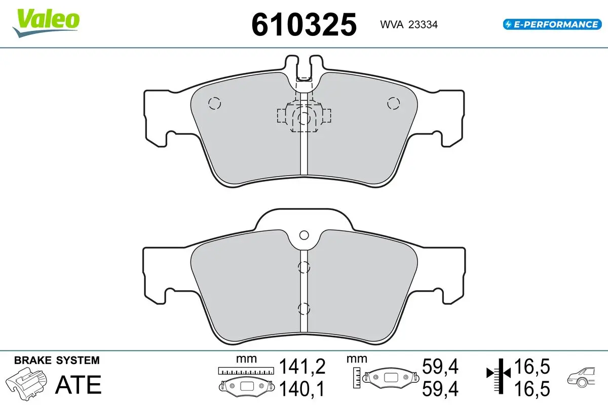 Bremsbelagsatz, Scheibenbremse Hinterachse VALEO 610325