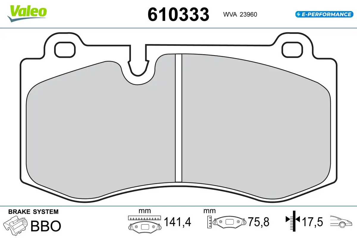 Bremsbelagsatz, Scheibenbremse Vorderachse VALEO 610333