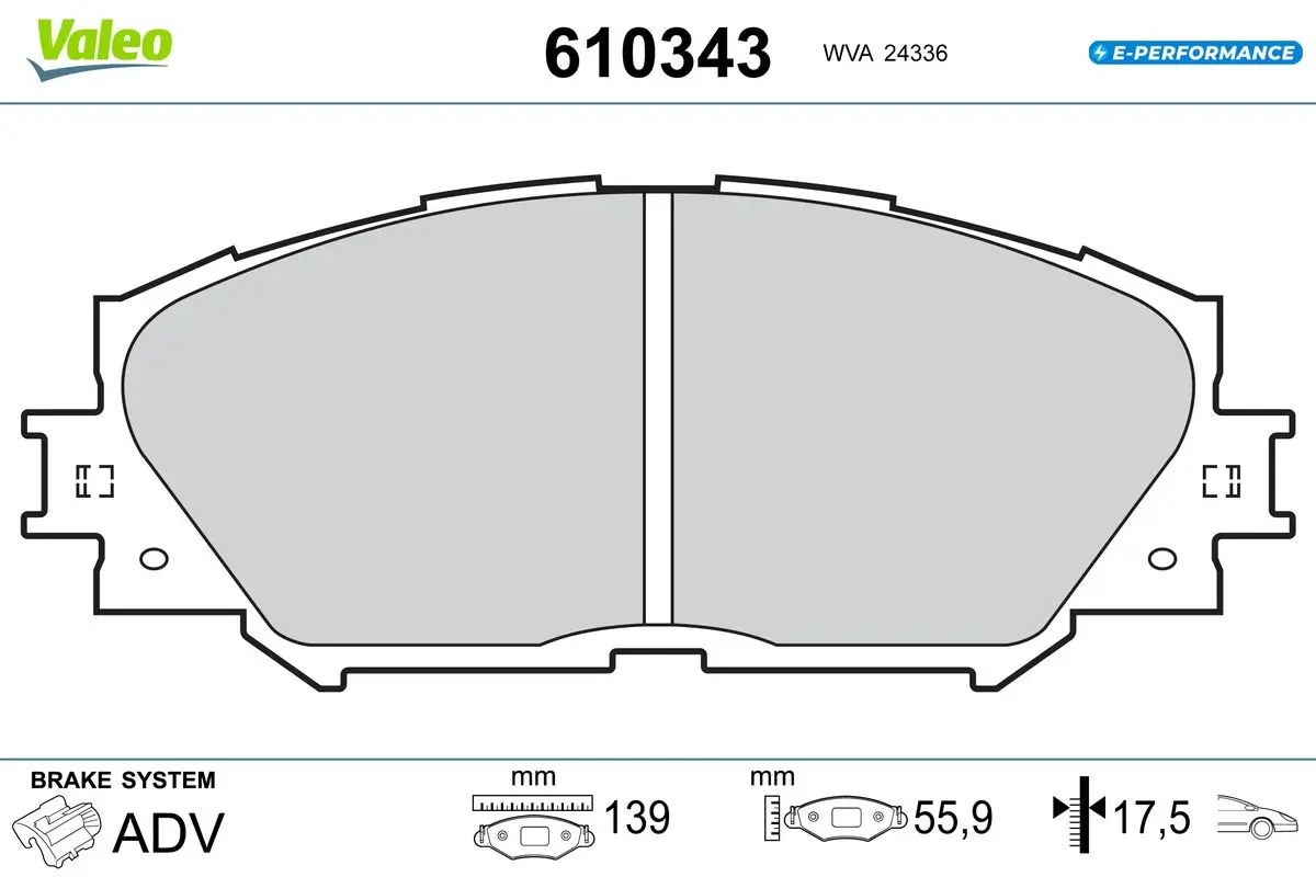 Bremsbelagsatz, Scheibenbremse Vorderachse VALEO 610343