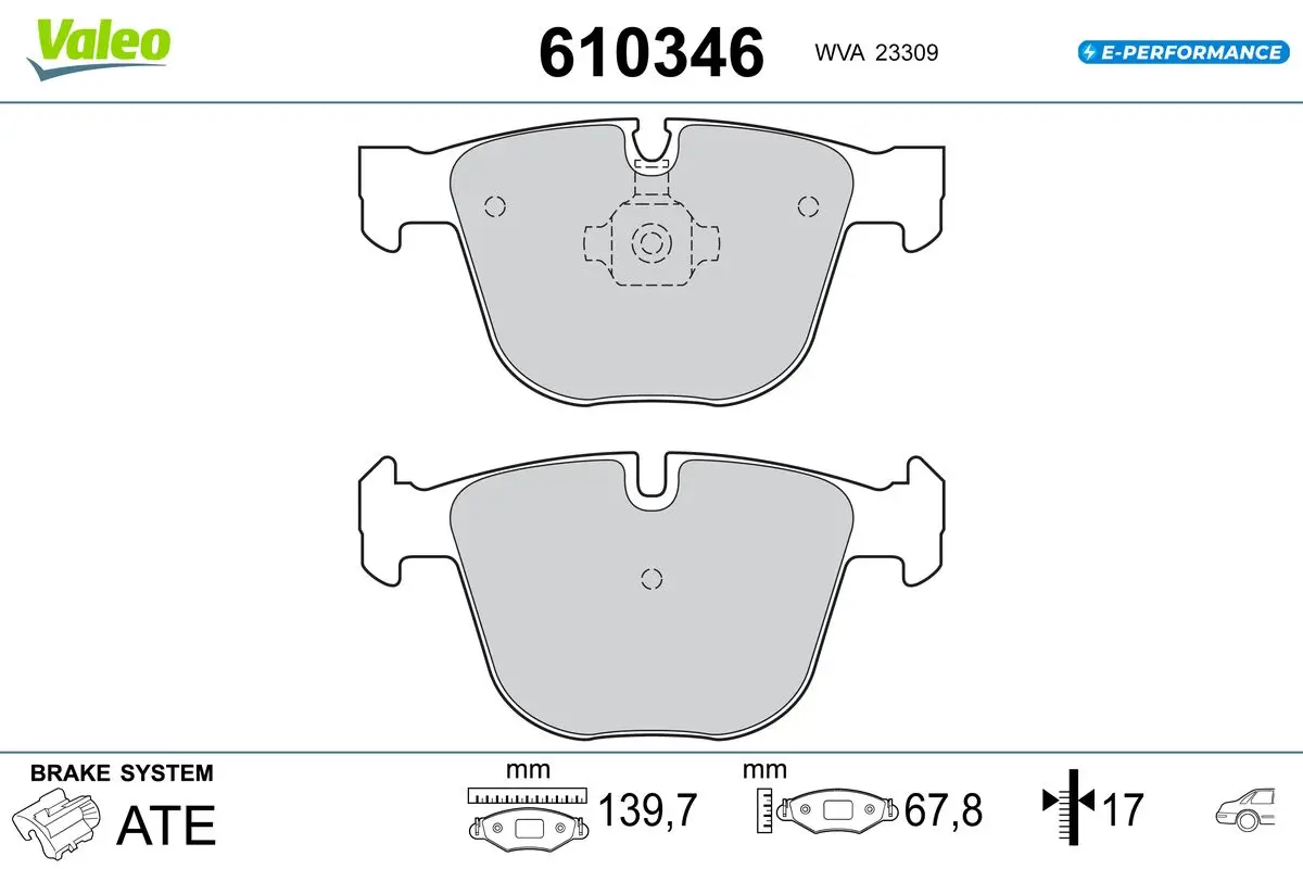 Bremsbelagsatz, Scheibenbremse Hinterachse VALEO 610346