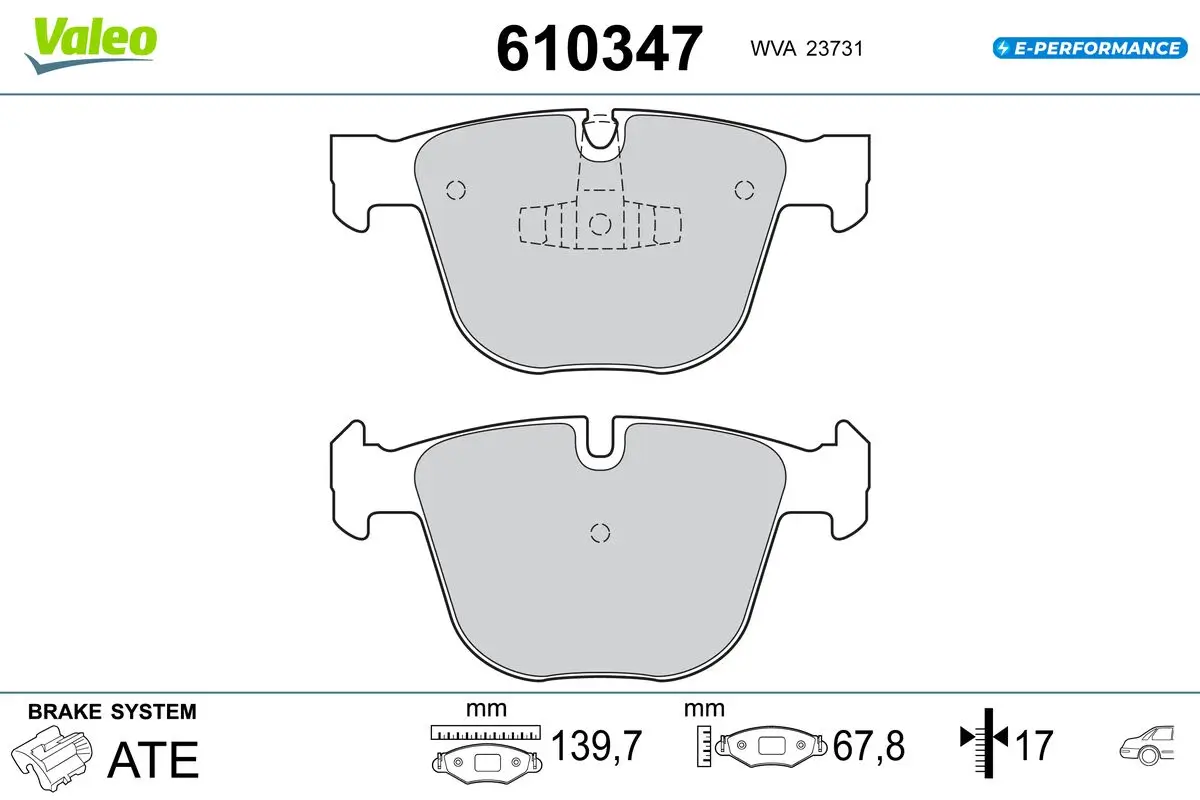 Bremsbelagsatz, Scheibenbremse Hinterachse VALEO 610347