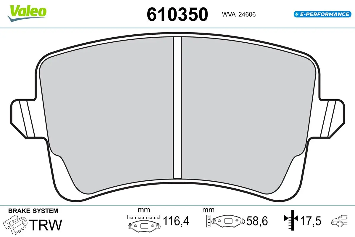 Bremsbelagsatz, Scheibenbremse Hinterachse VALEO 610350