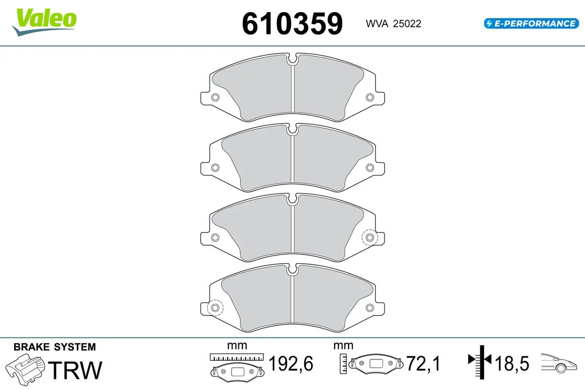Bremsbelagsatz, Scheibenbremse Vorderachse VALEO 610359