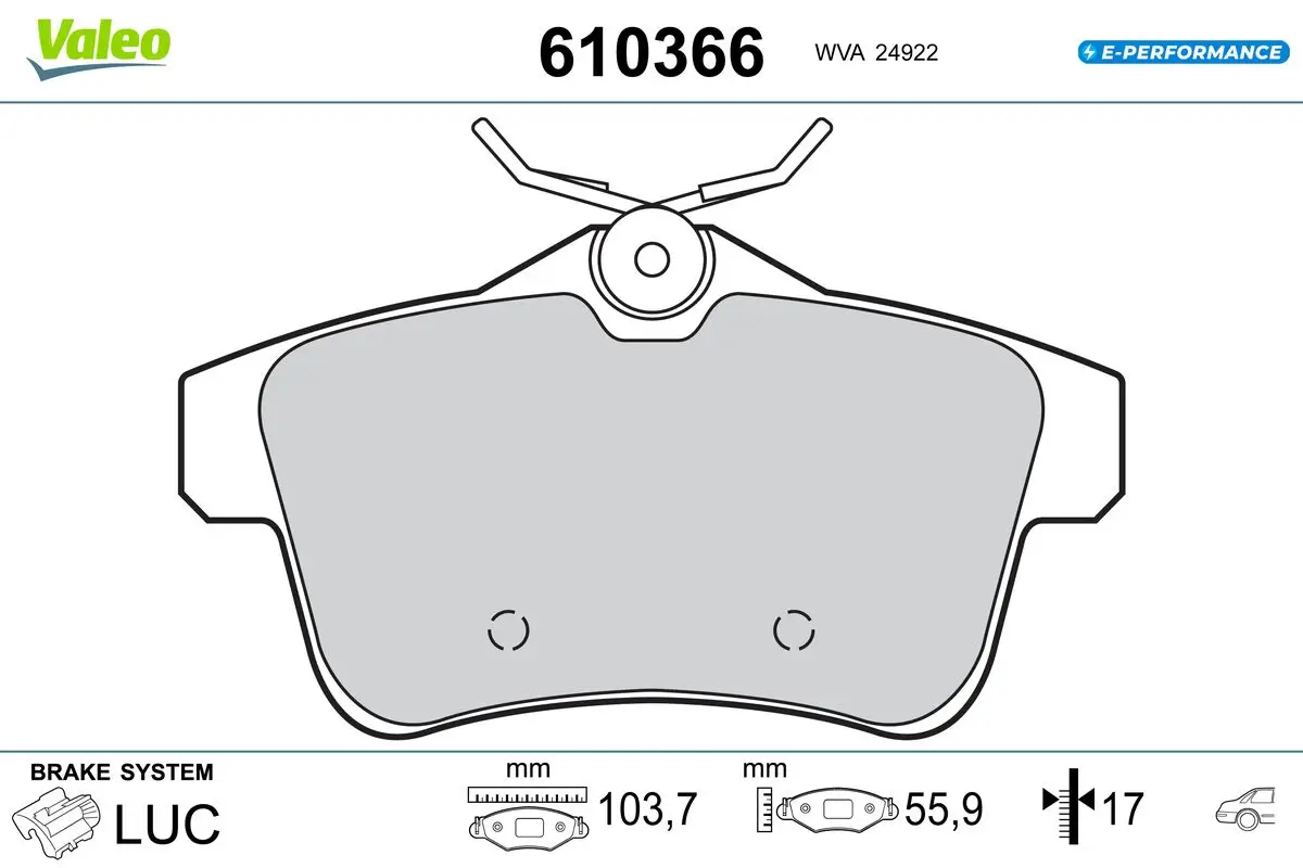 Bremsbelagsatz, Scheibenbremse Hinterachse VALEO 610366