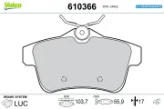 Bremsbelagsatz, Scheibenbremse Hinterachse VALEO 610366