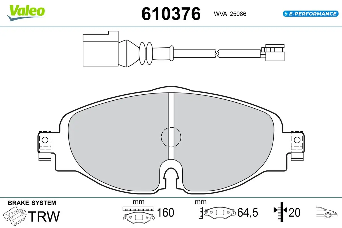 Bremsbelagsatz, Scheibenbremse Vorderachse VALEO 610376