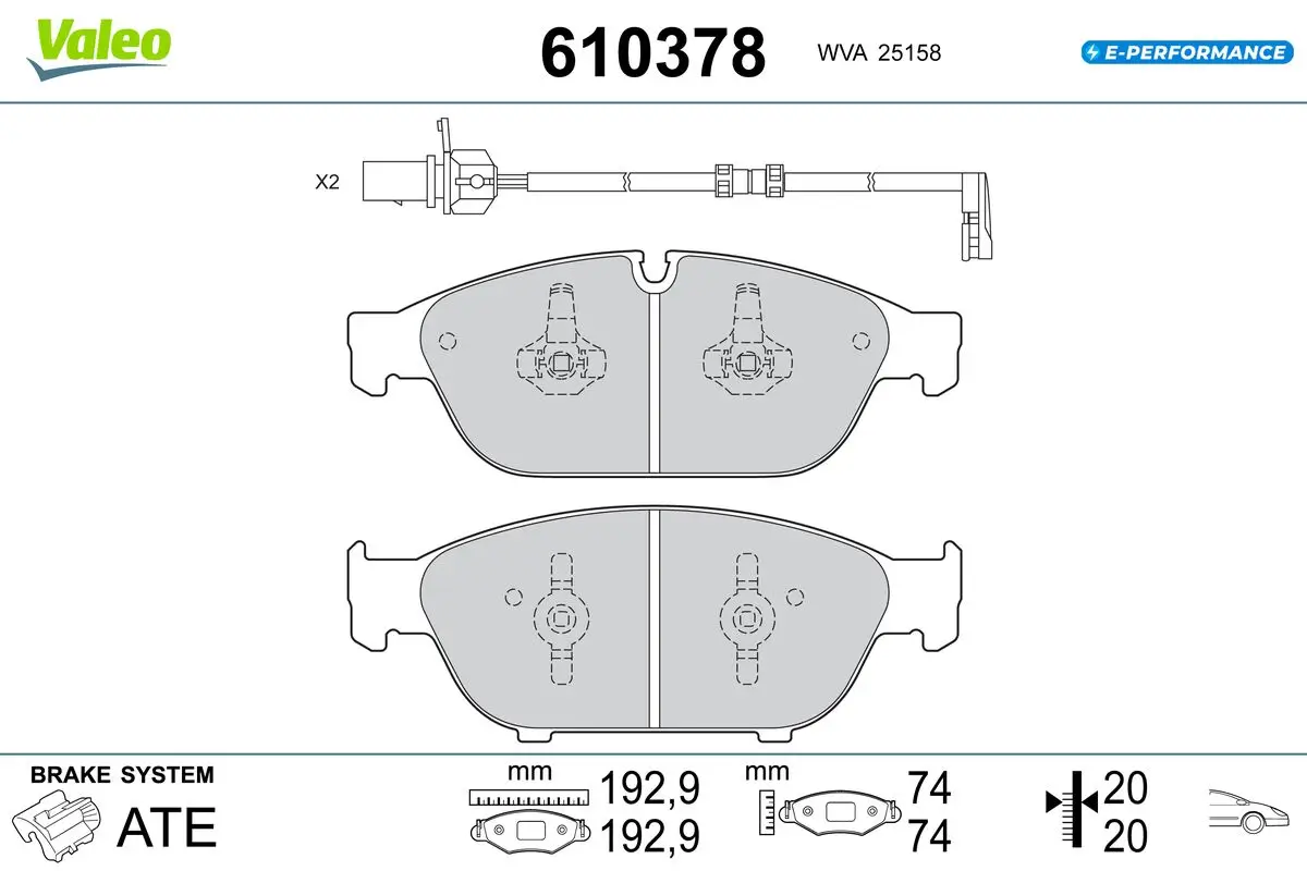 Bremsbelagsatz, Scheibenbremse VALEO 610378