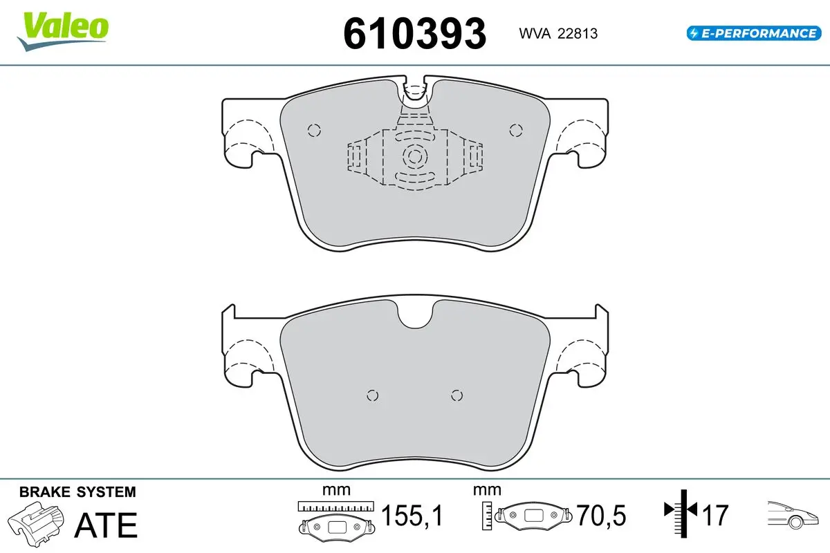 Bremsbelagsatz, Scheibenbremse Vorderachse VALEO 610393