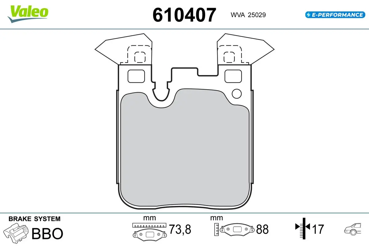 Bremsbelagsatz, Scheibenbremse Hinterachse VALEO 610407
