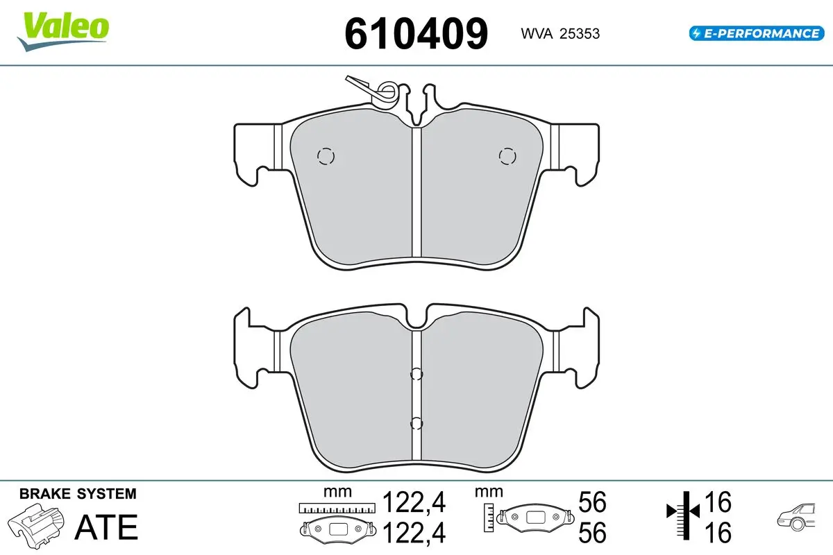 Bremsbelagsatz, Scheibenbremse Hinterachse VALEO 610409
