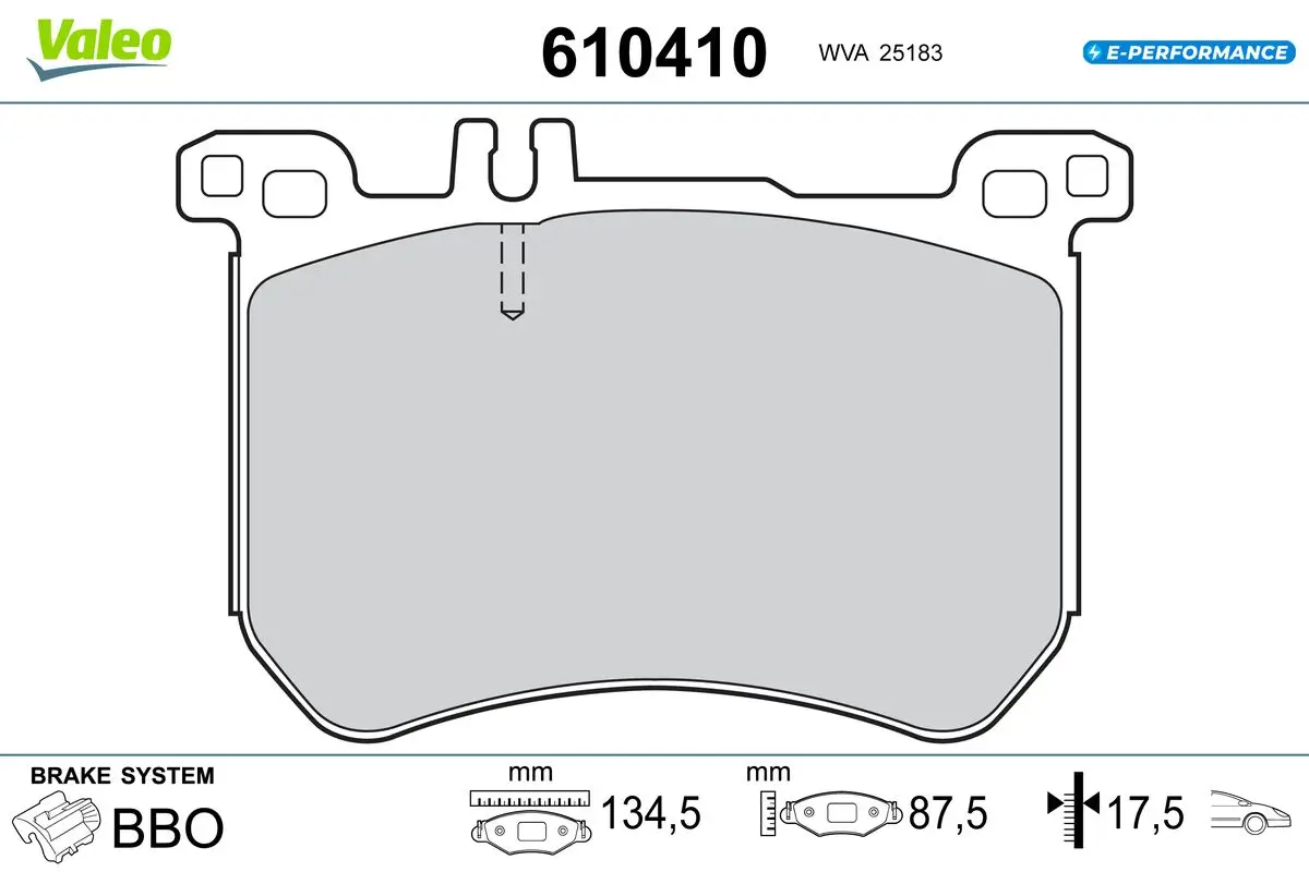 Bremsbelagsatz, Scheibenbremse Vorderachse VALEO 610410