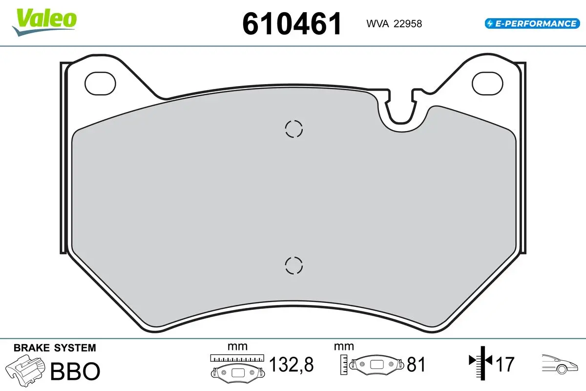 Bremsbelagsatz, Scheibenbremse Vorderachse VALEO 610461