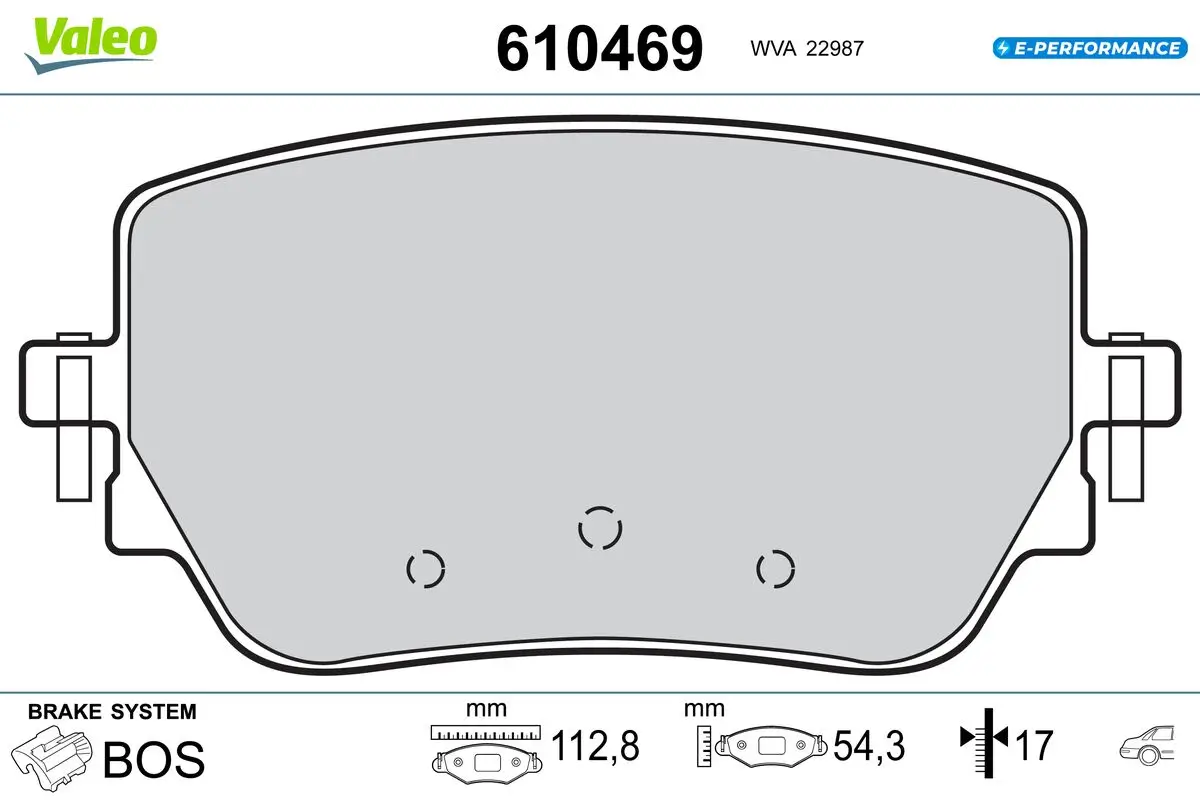 Bremsbelagsatz, Scheibenbremse Hinterachse VALEO 610469