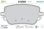 Bremsbelagsatz, Scheibenbremse Hinterachse VALEO 610469