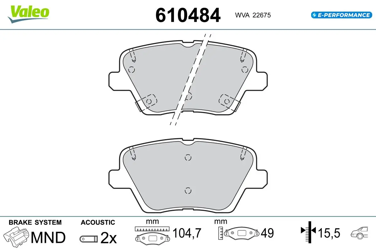 Bremsbelagsatz, Scheibenbremse Hinterachse VALEO 610484