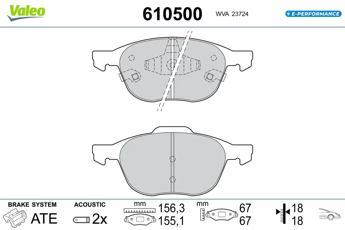 Bremsbelagsatz, Scheibenbremse Vorderachse VALEO 610500
