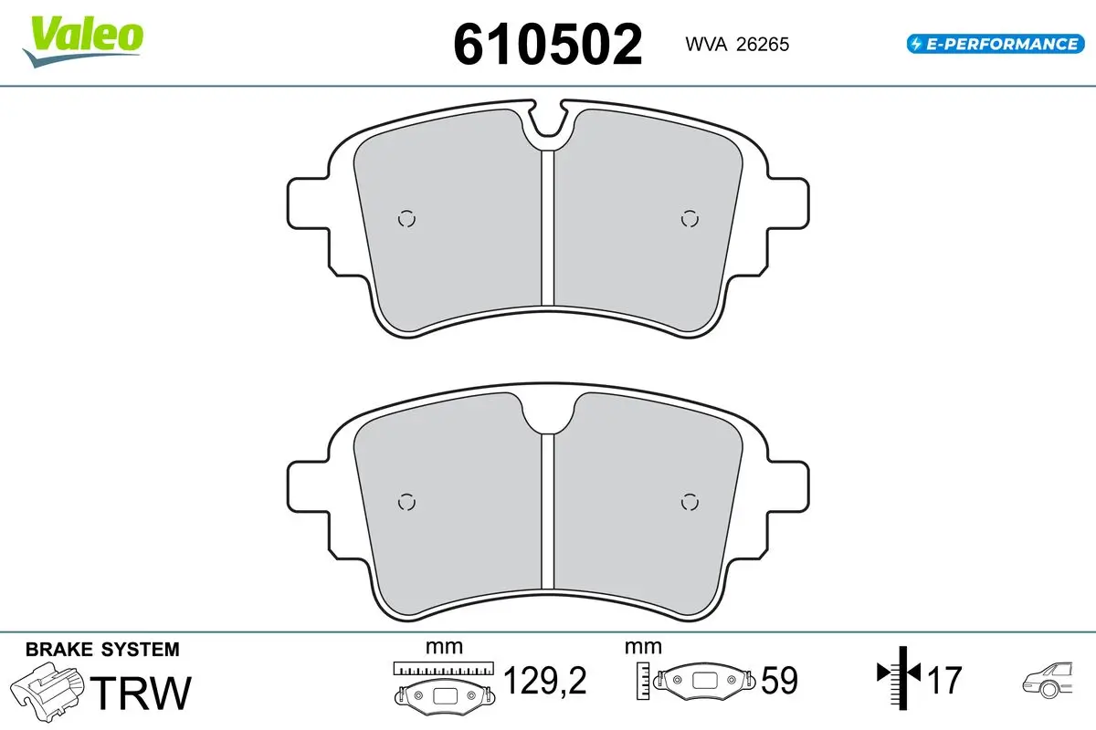 Bremsbelagsatz, Scheibenbremse Hinterachse VALEO 610502