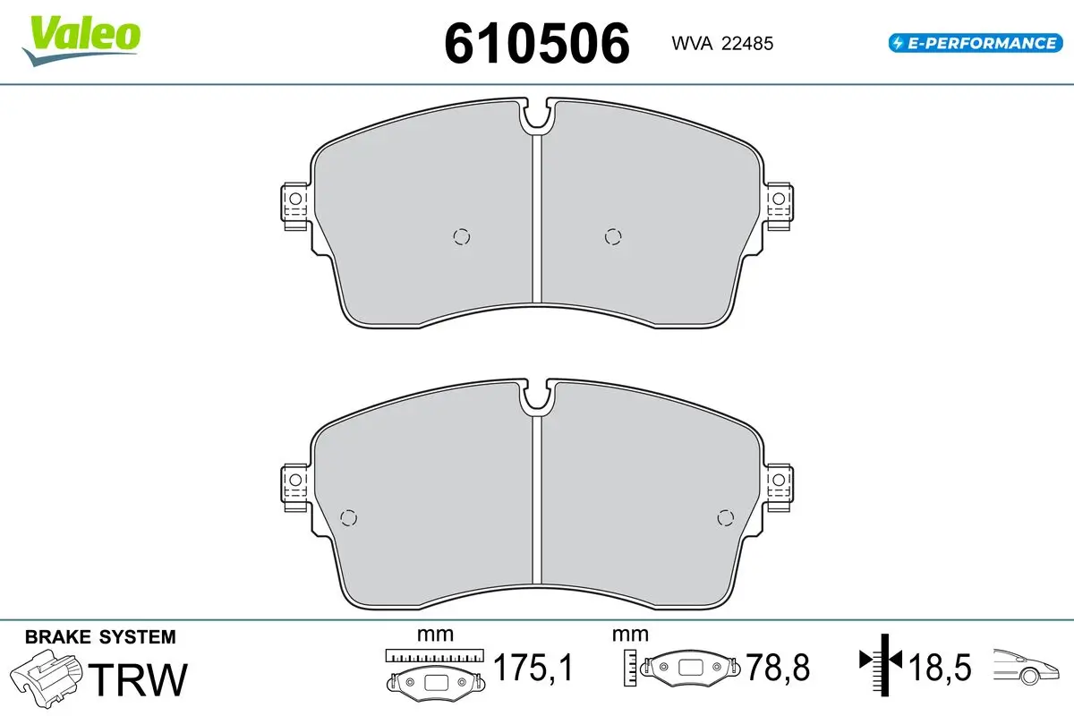 Bremsbelagsatz, Scheibenbremse Vorderachse VALEO 610506