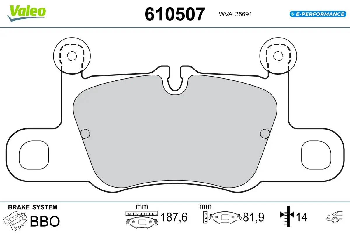 Bremsbelagsatz, Scheibenbremse Hinterachse VALEO 610507