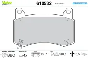 Bremsbelagsatz, Scheibenbremse Vorderachse VALEO 610532
