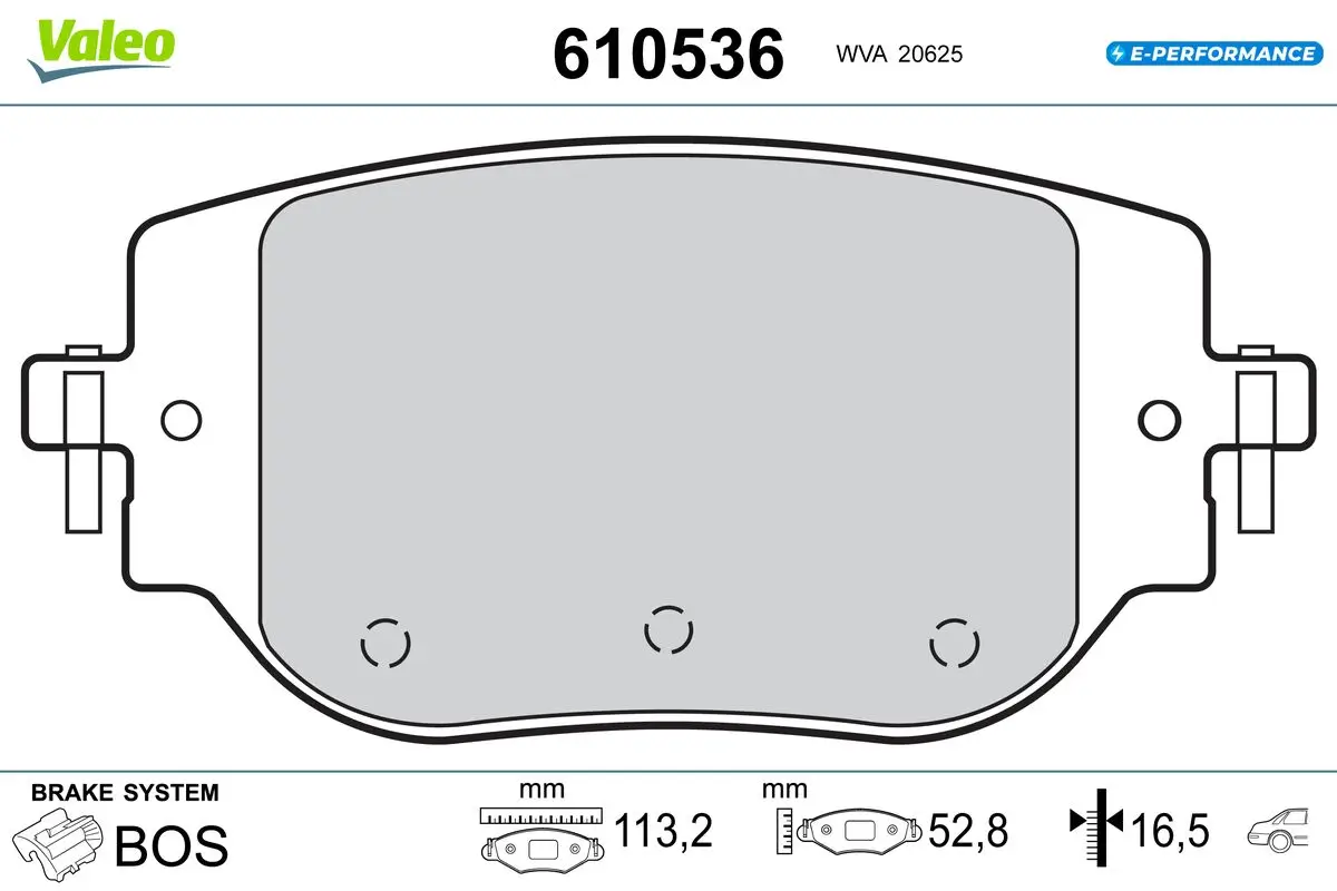 Bremsbelagsatz, Scheibenbremse Hinterachse VALEO 610536