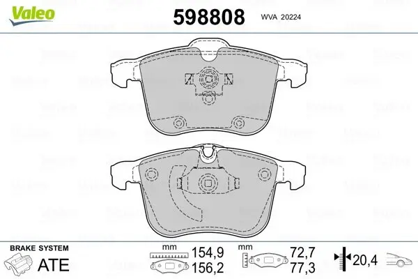 Bremsbelagsatz, Scheibenbremse VALEO 598808